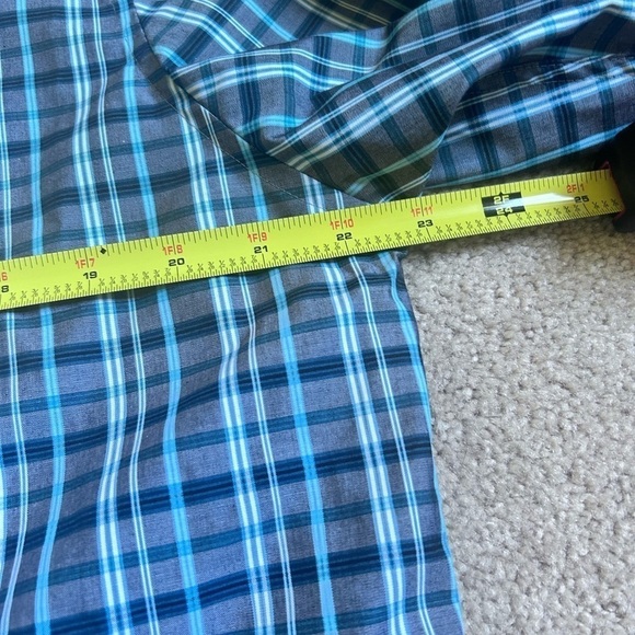Kenneth Cole Dress Shirt Mens Blue Gray Plaid Non Iron Slim Fit Long Sleeve - Picture 3 of 7